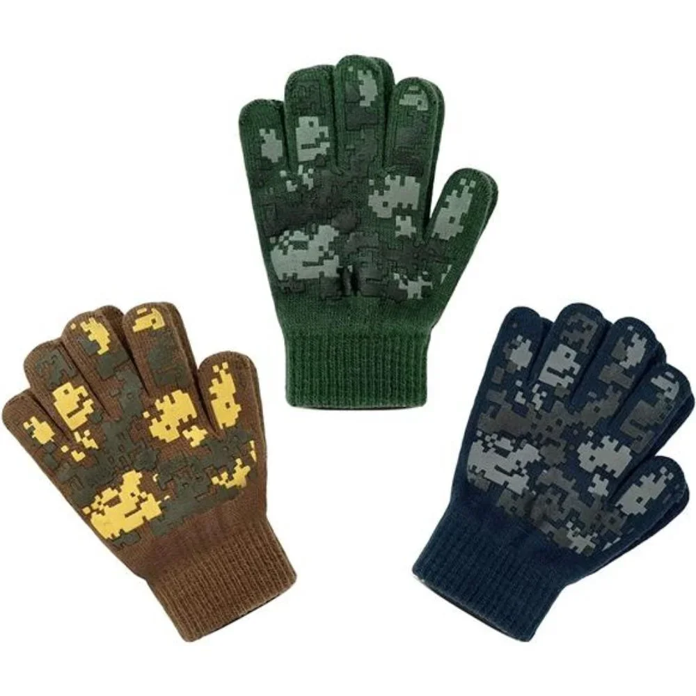 3 Pairs Kid Knit Stretchy Grip Warm Magic Glove
